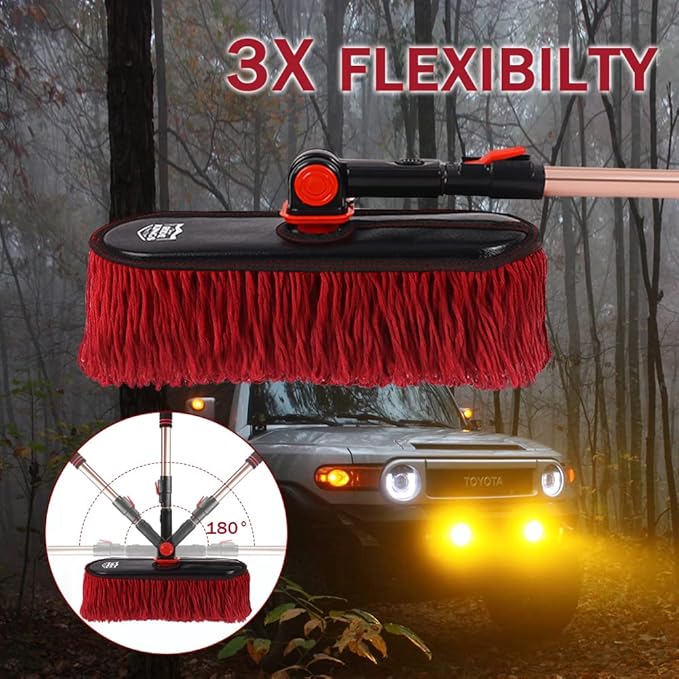Car Duster-Stocking Stuffers Gifts for Men Women-Wax Cotton Hair, Scratch-Free Travel-Friendly Auto Cleaner, Truck, SUV, RV & Motorcycle - Extendable Handle, No Lint，Beach Travel Essentials