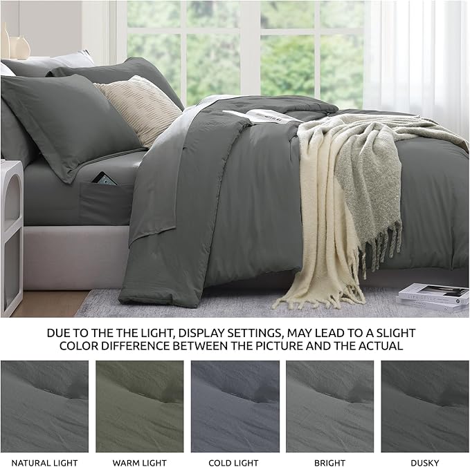 WRENSONGE Full Size Comforter Sets- 7 Pieces Soft Bed in a Bag with Fitted Sheet, Flat Sheet, 2 Pillow Shams, 2 Pillowcases, Warm Bedding Sets for All Season