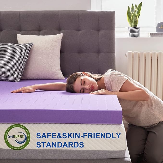 SINWEEK 1.5 Inch Gel Memory Foam Mattress Topper Ventilated Soft Pressure Relieve Mattress Pad, Breathable Bed Topper, CertiPUR-US Certified, Full Size