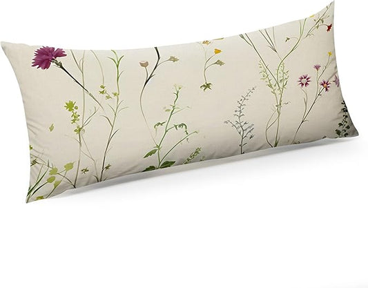 Microfiber Pillowcase with Hidden Zipper,Comfortable Fabric,Floral Print Pattern Pillow Cover,Lightweight and Breathable,Standard Size 20"X 26" (Green-Flower-19)