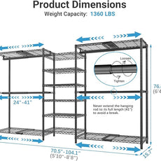 VIPEK X3 Plus Large Expandable Closet Rack Adjustable from 5'10