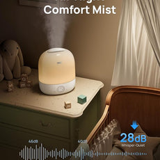 DREO Humidifier 409S, Humidifiers for Bedroom Baby, Ultra Quiet 28dB & 3L Top Fill Cool Mist Humidifier for Nursery, Smart Air humidifier for Plants, 1500+ RGB Night Light & Sleep Routine Trainer
