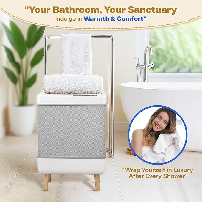 35L Towel Warmer Gift Set – Family-Sized Foldable Design with Window, Dual Safety Shut-Off for Overheat & Tip-Over, 12 Aroma Discs – A Spa-Like Luxury for Home & Loved Ones