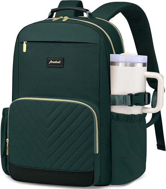 Laptop Backpack for Women Bookbag: 15.6 inch Work School Backpacks with Pouch Pocket for Large Capacity Cup & USB Charger College Book Bag Travel Business Nurse Teacher Bookbags Anti-theft Back Pack