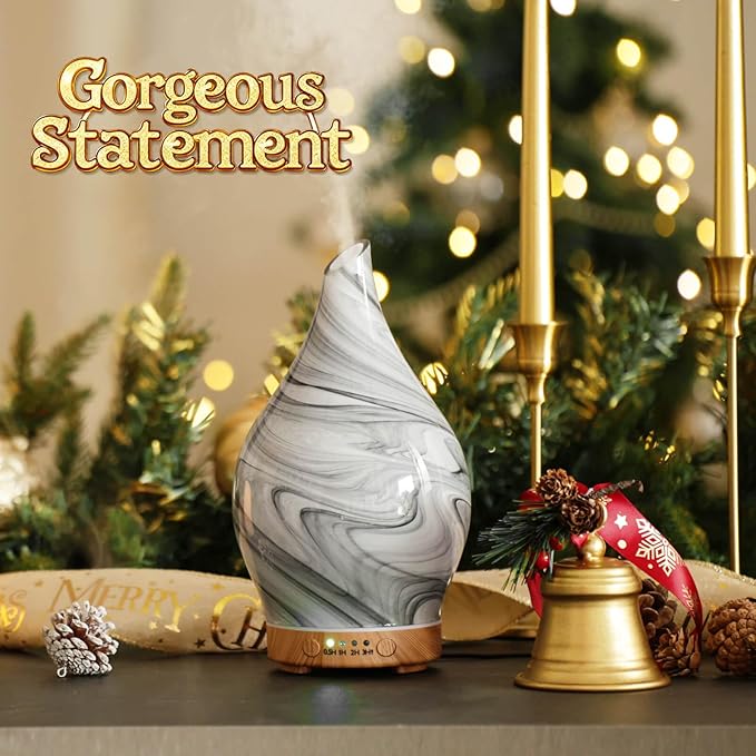 Porseme 150ml Essential Oil Diffuser Glass Color Changing Aroma Air Diffusers Aromatherapy Ultrasonic Cool Mist Humidifier 6 Running Hours Waterless Auto-Off for Sleeping, Yoga, Office, Spa (Ink)