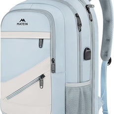 MATEIN 30 L Large Laptop Backpack, Stylish Lightweight Nursing Teacher Work Backpack with USB Charging Port, College Travel Comupter Bag Soft and Comfortable for Daily, Blue Beige