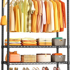 Ulif H4 Plus Portable Closets, 4-Tier Clothes Garment Rack for Bedroom and Cloakroom, Metal Clothing Storage and Organizer Wardrobe System, 45