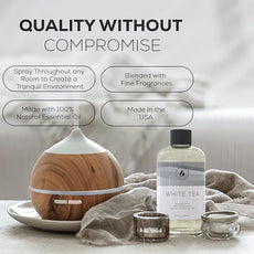 Aroma Country White Tea Diffuser Oil - Luxury Essential Oils for Diffuser Refill & Air Freshener Room Spray, Long-Lasting, Natural Home Fragrance and Hotel Scent for Diffusers & Machines (8.5 Fl Oz)