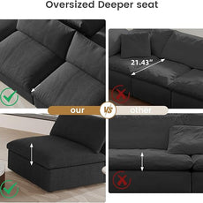 Cloud Couch Modular Sectional Sofa with Storage Ottoman,160.6
