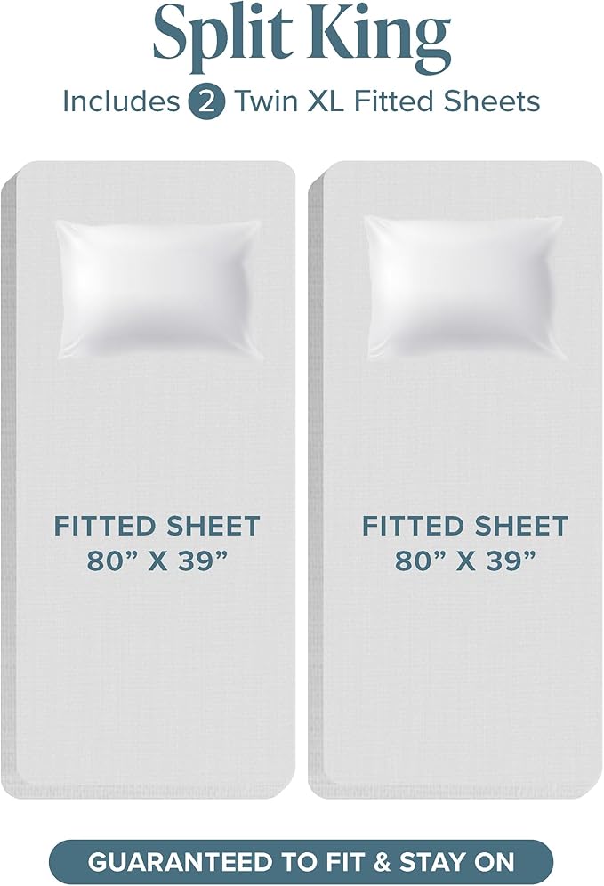 Bare Home Split King Sheet Set - 1800 Ultra-Soft Microfiber Bed Sheets - Double Brushed - Deep Pockets - Easy Fit - 5 Piece Set - Bed Sheets & Pillowcases (Split King, Red) BareHome