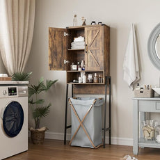 Vabches Over The Toilet Storage Cabinet with 2-Door Design Bathroom Organizers and Storage with Anti-Tip Device Over Toilet Organizer with Shelves for Bathroom,Restroom,Laundry Brown