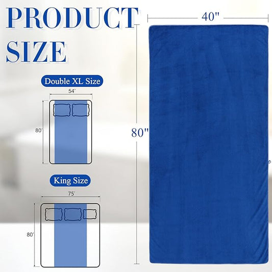 2 Pcs Oversized Bath Towels, 40 x 80 Inch Extra Large Coral Fleece Soft and Absorbent Bath Sheets, Lightweight Shower Towels for Home, Spa, Beach, Pool (Navy Blue)