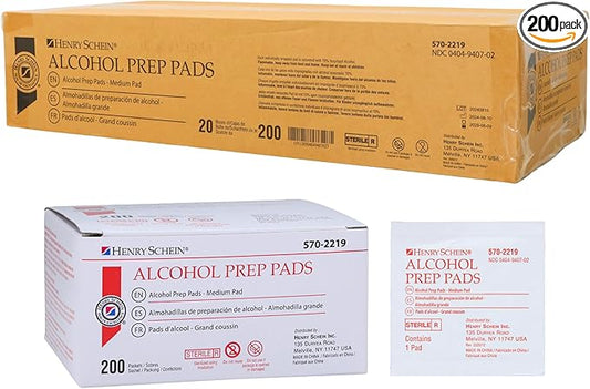 Henry Schein Alcohol Prep Pads, Medium, 2-ply, Sterile, 1 Case of 4000 (20 Boxes of 200)