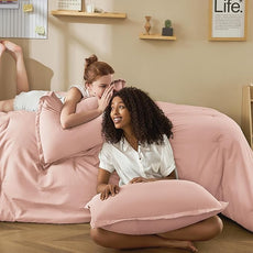 Litanika Comforter Set, Lightweight Solid Bedding Comforter Set, Fluffy Down Alternative Bed Set, Blush Pink, Twin/Twin XL