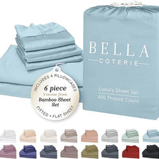 Bella Coterie 6 Piece Luxury Bamboo Viscose Split Top King Size Sheet Set | 34