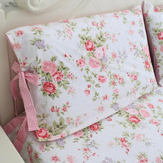 FADFAY Cotton Bed Sheets Set Shabby Rose Floral Print Sheet Bedding 4-Piece Twin Extra Long Size