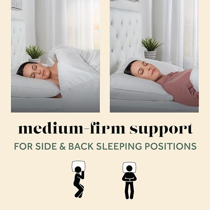 ComfyDown Premium Feather and Down ComfyPlush Supportive Bed Pillow for Sleeping, Luxury Diamond Quilted Cotton Cover, Made in USA, Medium Firm (Twin = 20x28)