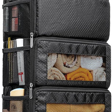 Suitcase Organizer, Travel Luggage Organizer Hanging Shelves Packing Cube Closet/Collapsible Portable Travel Organizer for Carry-on
