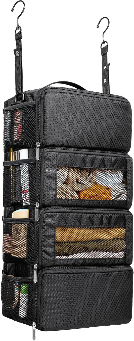 Suitcase Organizer, Travel Luggage Organizer Hanging Shelves Packing Cube Closet/Collapsible Portable Travel Organizer for Carry-on