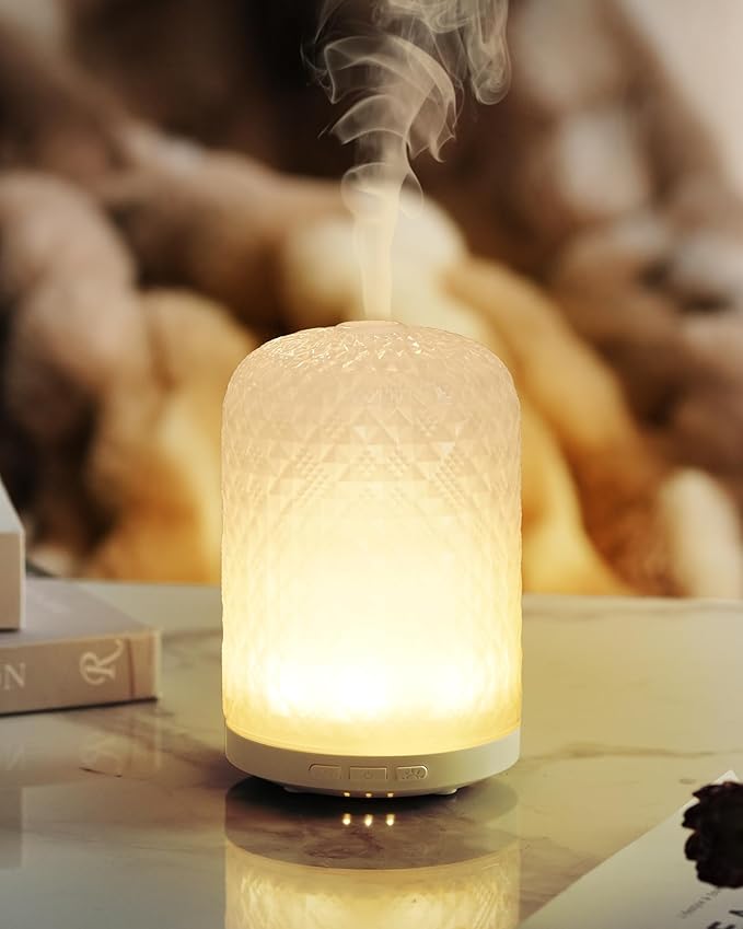 Essential Oil Diffuser – 2.4MHz Ultrasonic Aromatherapy Diffuser, Health Night Light, Timer & Auto Shut-Off, BPA-Free, 120ml Glass Oil Diffuser for Home, Office, Spa, Yoga