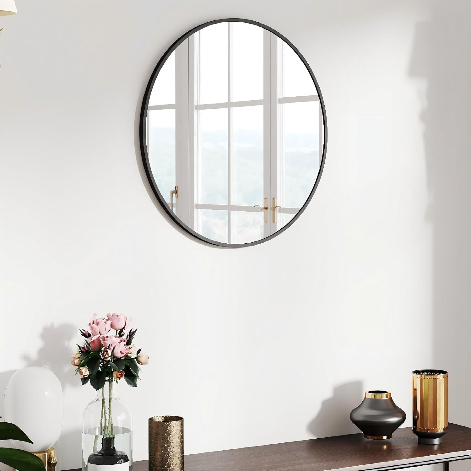 SCWF-GZ 47x14 Mirror Rectangle Full Body Length Door Hanging Wall Mounted Metal Aluminum Alloy Frame Dressing Make-up Mirrors for Entryway Bedroom Bathroom Living Room 47 14 inch Black
