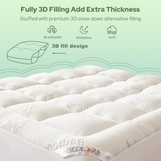 BEDLORE California King Mattress Topper Viscose Derived from Bamboo, Thick Pillow Top Mattress Pad with Stretchable Pockets for 6-18 inches Mattress, Soft Mattress Topper for Back Pain Relief