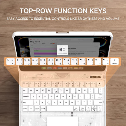 Transparent Keyboard Case for iPad 11” (10th & 11th Gen) – 360° Rotating, Backlit, Trackpad