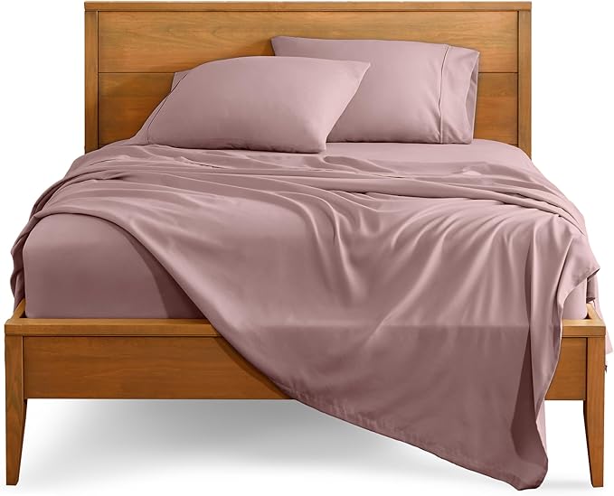 Bare Home Twin XL Sheet Set - 1800 Ultra-Soft Microfiber Twin Extra Long Bed Sheets - Double Brushed - Deep Pockets - Easy Fit - Extra Soft - 3 Piece Set - Bed Sheets & Pillowcases (Twin XL, Mauve) BareHome