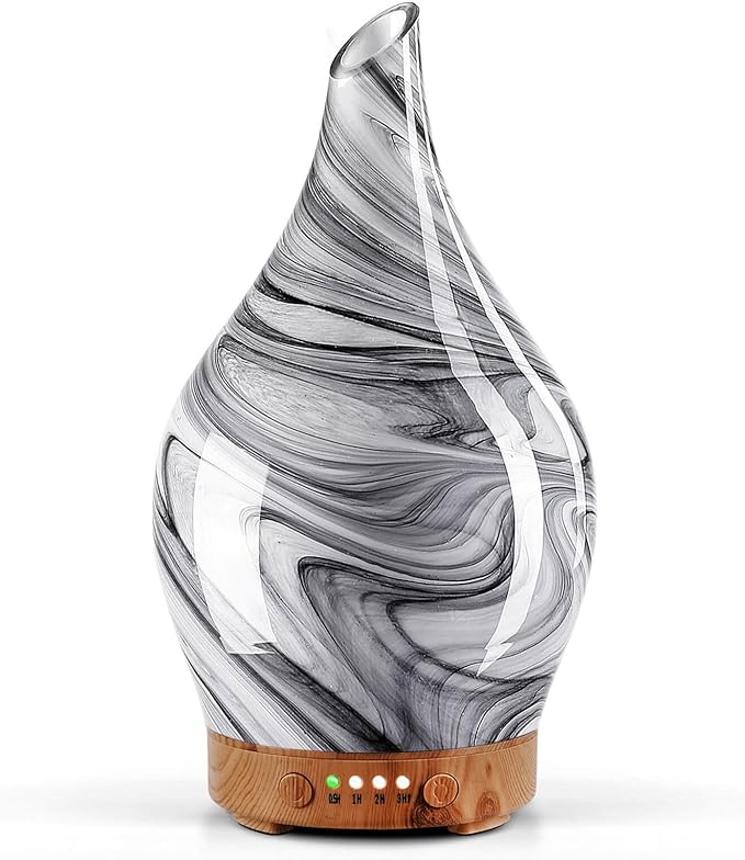 Porseme 150ml Essential Oil Diffuser Glass Color Changing Aroma Air Diffusers Aromatherapy Ultrasonic Cool Mist Humidifier 6 Running Hours Waterless Auto-Off for Sleeping, Yoga, Office, Spa (Ink)