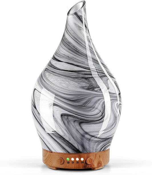 Porseme 150ml Essential Oil Diffuser Glass Color Changing Aroma Air Diffusers Aromatherapy Ultrasonic Cool Mist Humidifier 6 Running Hours Waterless Auto-Off for Sleeping, Yoga, Office, Spa (Ink)