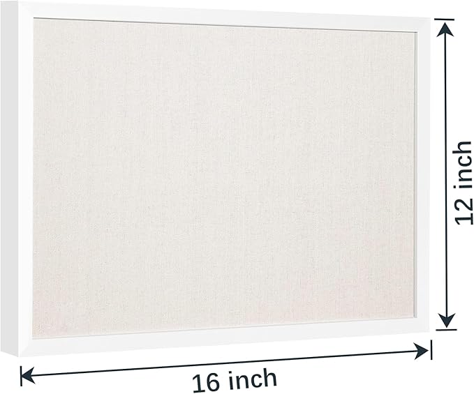 OWLKELA 12"x16" inch Bulletin Board with Linen, White Wood Style Frame, with 10 Pushpins, Linen Cork Board, Ideal for School, Home & Office