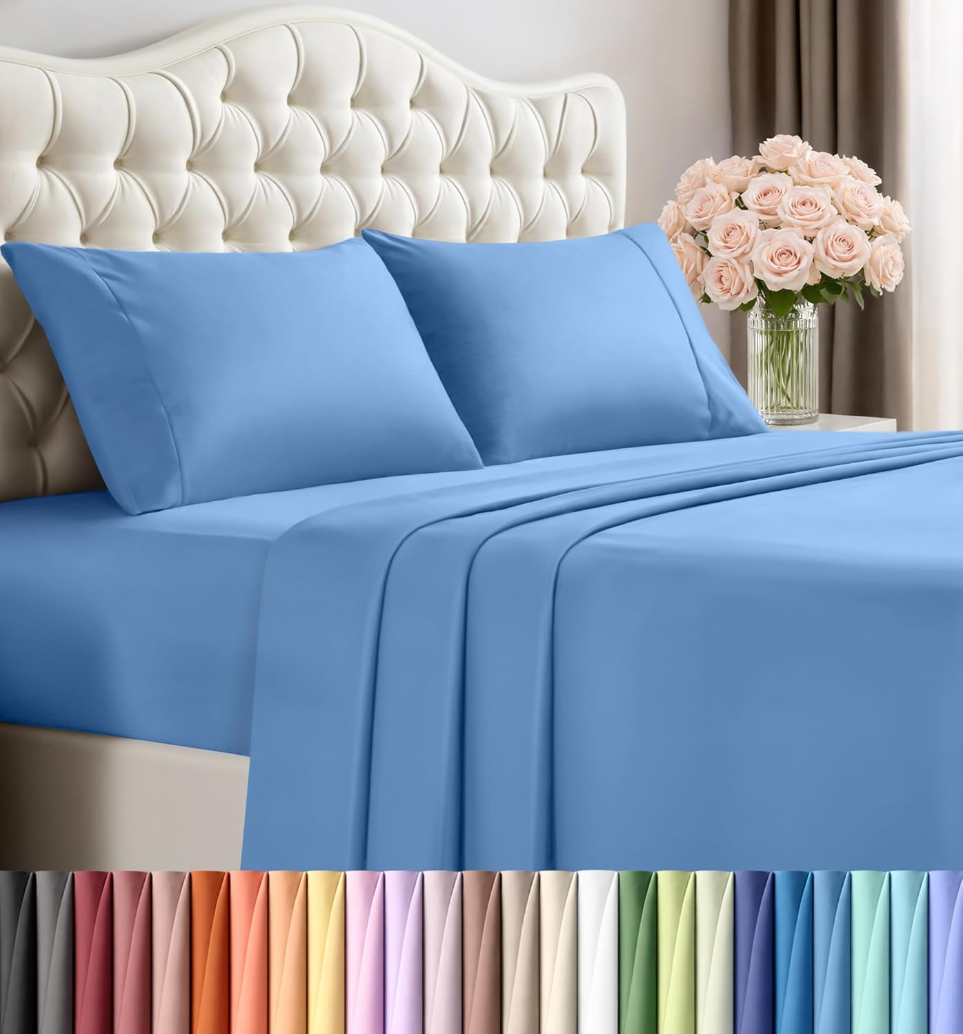 Utopia Bedding Queen Size Sheet Set – 4 Piece Bed Sheets, Soft and Breathable Microfiber, Includes 1 Fitted Sheet, 1 Flat Sheet and 2 Pillowcases – Oeko Tex (Grey) Dormly