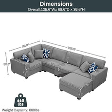 Legend Vansen Modular Sectional Sofa U Shaped Couch with Ottoman Modern Reversible Corner Sectional Couch for Living Room (Dark Grey, U Shaped Sofa-1)