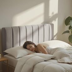 Nestl Upholstered Twin Headboard - Easy Assemble Channel Stitched Headboard Twin Size - Wall Mounted Headboards with 3D Soundproof Wall Panels Peel & Stick Floating Headboards, Silver