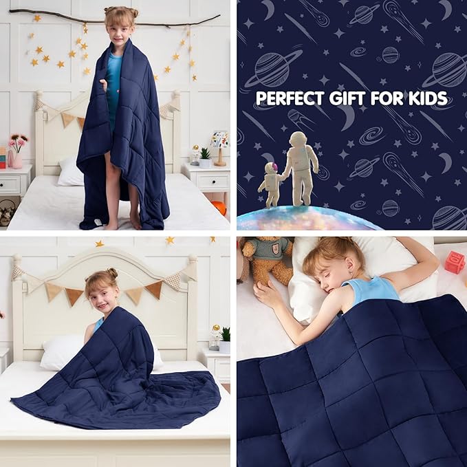 yescool Navy Weighted Blanket 5 Pounds Cooling Weighted Lap Blanket, Heavy Blanket for Sleeping, Weighted Throw Blanket Gift for 40-60lbs, 36"x48"