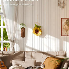 Bumusty Large Cork Board Alternative-36 x24 Felt Bulletin Board Tiles, with 30 Pushpins, 40 Adhesive Tabs, 6-Pack Slat Wall Paneling, Cork Boards for Office Push Pin Board Felt Board-Milky White