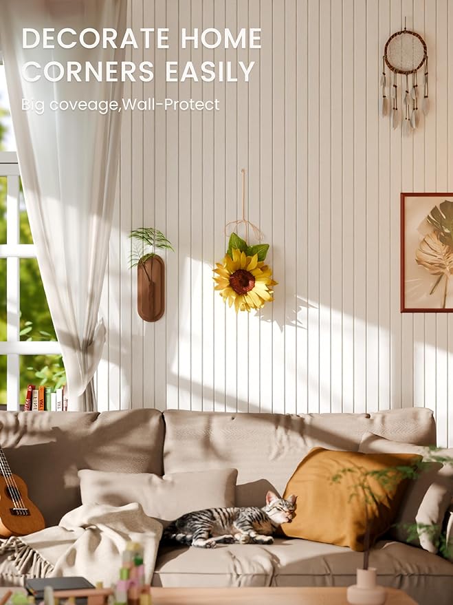 Bumusty Large Cork Board Alternative-36 x24 Felt Bulletin Board Tiles, with 30 Pushpins, 40 Adhesive Tabs, 6-Pack Slat Wall Paneling, Cork Boards for Office Push Pin Board Felt Board-Milky White