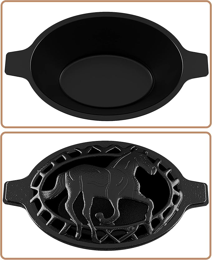 Fire Beauty Woodstove Steamer Stove Humidifier Cast Iron Lattice Top Rust Resistant 2.3 Quart Capacity (horse)