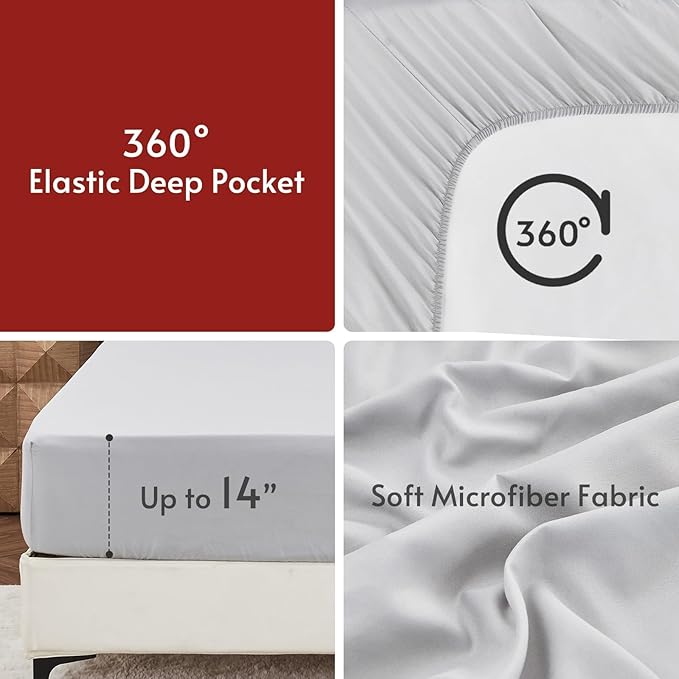 MUXHOMO 7 Pieces King Comforter Set, Reversible Bed in a Bag King Size, All Season Bedding Set with Comforter, Flat Sheet, Fitted Sheet, Pillowcases & Shams, Dark Grey & Light Grey
