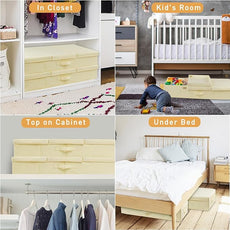 Large Underbed Storage Bags Organizer Container With Lids, Set of 2 Under Bed Storage Organizer Box With Handle, Fabric Under The Bed Storage Bins for Blanket Pillow Comforter & Quilt Wrapping Paper