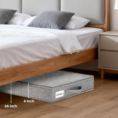 punemi Low Profile Under Bed Storage, 4 Inch Height Underbed Storage Containers With Sturdy Sidewalls & Bottom, Shallow Under Bed Organizer Clothes Storage Bins, Slim Under Couch Sofa Dresser Storage