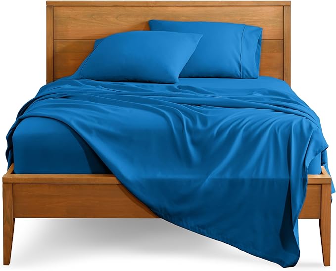 Bare Home King Sheet Set - Luxury 1800 Ultra-Soft Microfiber King Bed Sheets - Double Brushed - Deep Pockets - Easy Fit - 4 Piece Set - Bedding Sheets & Pillowcases (King, Medium Blue) BareHome