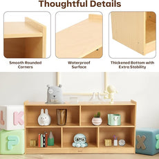 Toy Storage Organizer for Kids Room, Wooden Kids Bookshelf for Classroom, Cube Storage Organizer for Playroom, 5-Section Montessori Bookshelf & Toy Shelf for Nursery