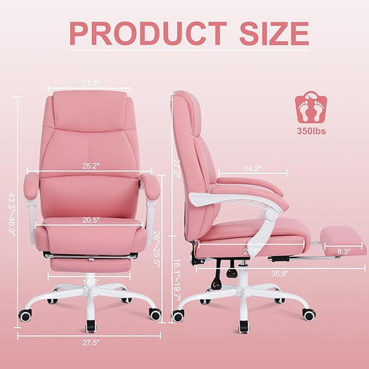 Misolant Big and Tall Office Chair with Footrest, High Back Desk Chair with Linkage Armrest, 90-155° Recline Executive Computer Chairs with Adjustable Height for Home