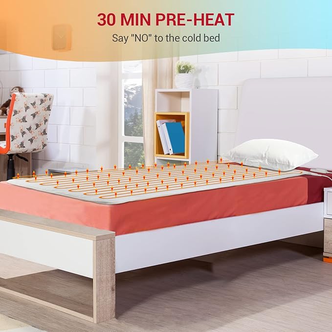 Comfytemp Heated Mattress Pad Mini Twin Size 31" x 55", Single Controller Quilted Electric Mattress Pads with 7- Layer Structure, 3 Heat Settings, 10H Auto-Off, Gifts for Grandma Mom Wife, Washable