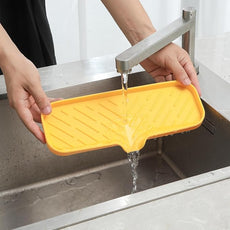 Silicone Bathroom Soap Dishes with Drain Spout-Bathroom and Kitchen Sink Organizer,Sponge Holder,Dish Soap Tray,Perfect for Dispenser,Scrubber,Bottle,Cup on Sink or Counter-Yellow 12