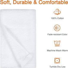 Amazon basics 100% cotton Lightweight quick-dry hand towels, 8-pack, White, 28