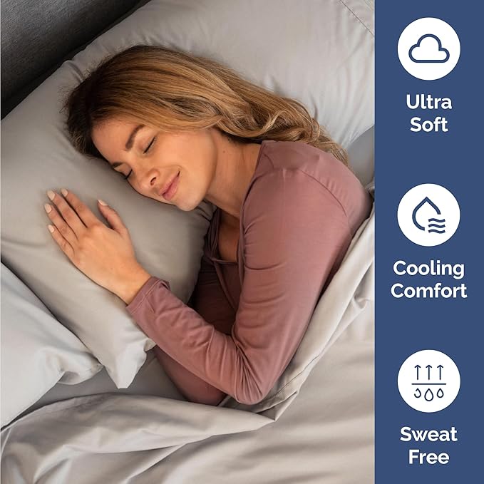 Twin 4 Piece Sheet Set - Cooling & Breathable Bed Sheets - Hotel Luxury Bed Sheets for Women, Men, Kids & Teens - Bedding with Deep Pockets & Easy Fit - Soft and Wrinkle Free - Twin Light Grey Sheets