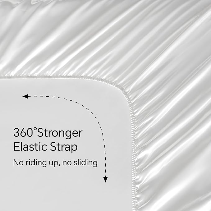 BEDELITE Satin Sheets Twin XL Size Bed Set, Luxury Soft White Silky Sheets for Hair and Skin, Similar to Silk Bed Sheets Set 3 Pieces （1 Deep Pocket Fitted Sheet, 1 Flat Sheet, and 1 Pillowcase）