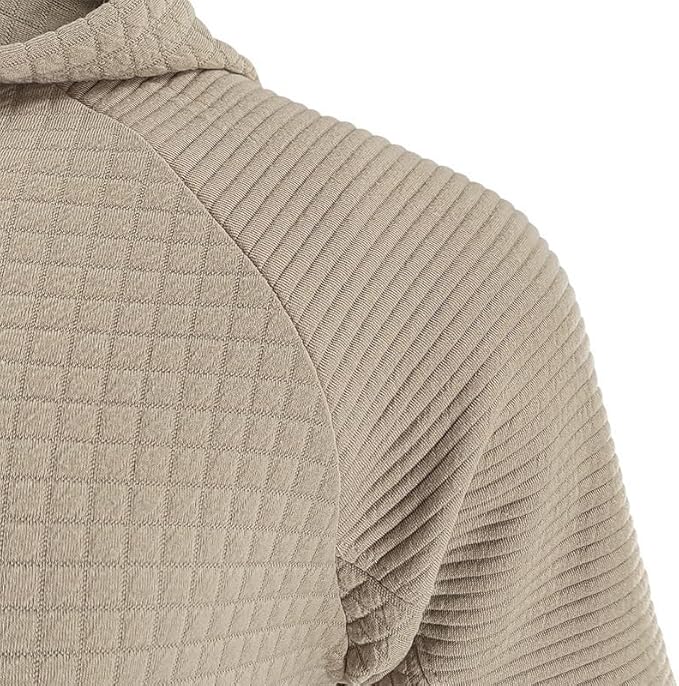 Men's Waffle Sweatshirt - Autumn Winter Hooded Pullover Loose Fit Casual Wear for Vacation Daily Life